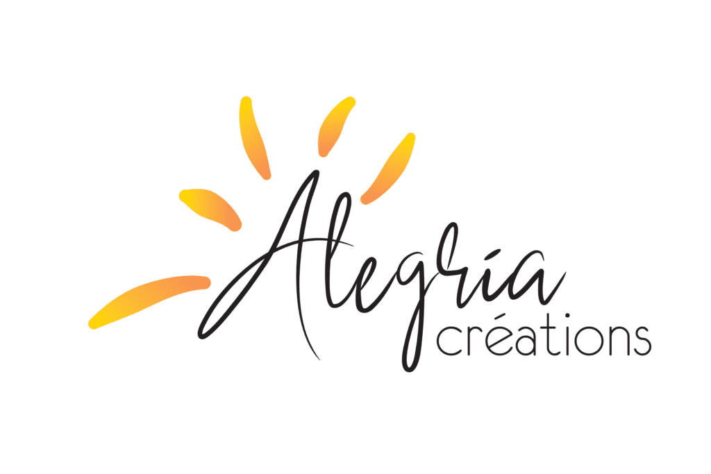 Le logotype de l'entreprise Alegria Créations avec des rayons de joie.